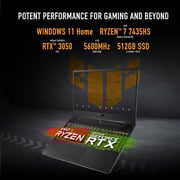 أسوس تي يو إف A15 للألعاب (2023)، معالج AMD رايزن 7-7435HS، شاشة 15.6 بوصة FHD، (512 جيجابايت، 8 جيجابايت)، كرت شاشة نفيديا جيفورس RTX 3050 سعة 4 جيجابايت، نظام ويندوز 11 هوم، لوحة مفاتيح إنجليزية، لون رصاصي، إصدار عالمي [FA506NCR-WH71]