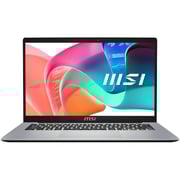 MSI Modern 14 (2025) Laptop - 13th Gen / Intel Core i5-1335U / 14inch UHD / 512GB SSD / 8GB RAM / Shared Intel Iris Xe Graphics / Windows 11 Home / English & Arabic Keyboard / Urban Silver / Middle East Version - [F13MG-05]