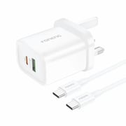 Foneng Dual Port 20W Wall Charger QC+PD White