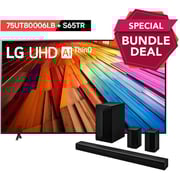 LG 75 Inch UHD AI UT80 4K Smart TV AI Magic Remote HDR10 WebOS24 (2024) + LG S65TR Sound Bar