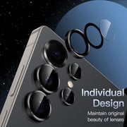 FITIT Camera Lens Protector for Samsung Galaxy S25 Ultra 5G, 9H Tempered Glass Metal Individual Ring Cover, Easy Installation Tray, Black