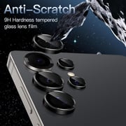 FITIT Camera Lens Protector for Samsung Galaxy S25 Ultra 5G, 9H Tempered Glass Metal Individual Ring Cover, Easy Installation Tray, Black