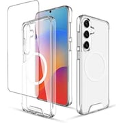 Samsung Galaxy S25 Plus Magnetic Clear Case + Screen Protector Bundle 360Â° Protection, Shatterproof, Anti-Yellowing, Premium Tempered Glass, High Clarity
