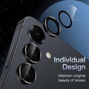 FITIT Camera Lens Protector for Samsung Galaxy S25 Plus 5G, 9H Tempered Glass Metal Individual Ring Cover, Easy Installation Tray, Black