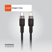 Porodo USB-C To Lightning Cable 1.2m Black
