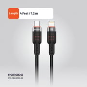 Porodo USB-C To Lightning Cable 1.2m Black