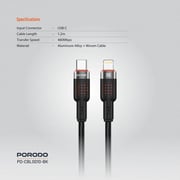 Porodo USB-C To Lightning Cable 1.2m Black