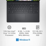 Dell Inspiron 15 (2022) Laptop - 12th Gen / Intel Core i5-1235U / 15.6inch FHD / 512GB SSD / 8GB RAM / Shared Intel UHD Graphics / Windows 11 Home / English Keyboard / Carbon Black / International Version - [i3520-5124BLK-PUS]