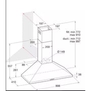 Ariston 90cm Built-In Pyramid Chimney Hood with 3-Speed Slider Control and LED Lighting – AHPN9.7FLMX/1