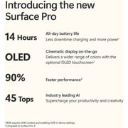Microsoft Surface Pro Copilot+PC - Snapdragon X Elite / 13inch OLED / 512GB SSD / 16GB RAM / Shared Qualcomm Adreno GPU Graphics / Windows 11 Home / English Keyboard / Sapphire / International Version - [ZIA-00040]