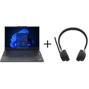 Lenovo ThinkPad E16 Gen 2 (2025) AI PC - 1st Series / Intel Core Ultra 5-125U / 16inch WUXGA / 512GB SSD / 16GB RAM / Shared Intel Graphics / Windows 11 Pro / English & Arabic Keyboard / Black / Middle East Version - [21MA001EGR] + LB310 Headset