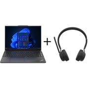 Lenovo ThinkPad E16 Gen 2 (2025) AI PC - 1st Series / Intel Core Ultra 7-155U / 16inch WUXGA / 512GB SSD / 16GB RAM / Shared Intel Arc Graphics / Windows 11 Pro / English & Arabic Keyboard / Black / Middle East Version - [21MA001SGR] + LB310 Headset