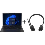 Lenovo ThinkPad X1 Carbon Gen 12 (2025) AI PC - 1st Series / Intel Core Ultra 7-155U / 14inch WUXGA / 1TB SSD / 32GB RAM / Shared Intel Graphics / Windows 11 Pro / English & Arabic Keyboard / Black / Middle East Version - [21KC0011GR] + LB310 Headset