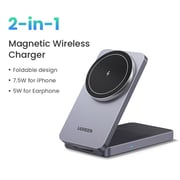 Ugreen 2-in-1 Magnetic Wireless Charger Black/Grey
