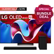LG 55 Inch OLED evo C4 4K Smart TV AI Magic remote Dolby Vision webOS24 - (2024 Model) + LG Soundbar SC9S
