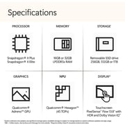 Microsoft Surface Pro (2024) Copilot+PC - Qualcomm Snapdragon X Plus X1P-64-100 / 13.8inch / 512GB SSD / 16GB RAM / Shared Qualcomm Adreno GPU Graphics / Windows 11 Home / English Keyboard / Platinum / International Version - [ZGM-00001]