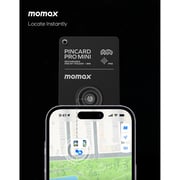 Momax PinCard Pro Mini Rechargeable Find My Tracker Black