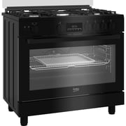 Beko Gas Cooker 90cm, 5 Cast Iron Burners, Fan-assisted Gas, Black - BGGR11225GB