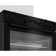 Beko Gas Cooker 90cm, 5 Cast Iron Burners, Fan-assisted Gas, Black - BGGR11225GB
