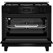 Beko Gas Cooker 90cm, 5 Cast Iron Burners, Fan-assisted Gas, Black - BGGR11225GB