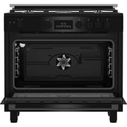 Beko Gas Cooker 90cm, 5 Cast Iron Burners, Fan-assisted Gas, Black - BGGR11225GB