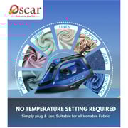 Oscar 1000W Dry Iron with Non-Stick Soleplate & Adjustable Temperature Control, Dry Iron OSI-2223