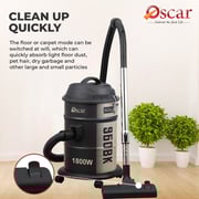 Oscar 1800W Drum Vacuum Cleaner with 21L Capacity, Airflow Control Handle, Dust Full Indicator, and Detachable Dust Bin – OVC-2118