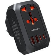 Porodo 1 Pc Travel Adaptor Black