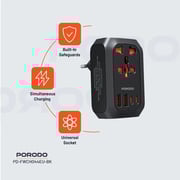 Porodo 1 Pc Travel Adaptor Black