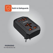 Porodo 1 Pc Travel Adaptor Black