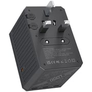 Porodo 1 Pc Travel Adaptor Black