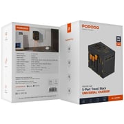 Porodo 1 Pc Travel Adaptor Black