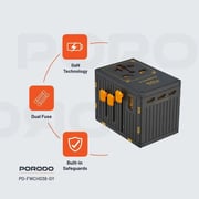 Porodo 1 Pc Travel Adaptor Black