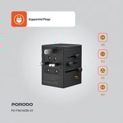 Porodo 1 Pc Travel Adaptor Black