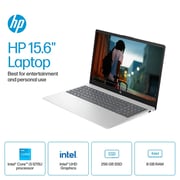 HP (2022) Laptop - 12th Gen / Intel Core i3-1215U / 15.6inch HD / 256GB SSD / 8GB RAM / Shared Intel UHD Graphics / Windows 11 Home / English Keyboard / Natural Silver / International Version - [15-FD0023DX]