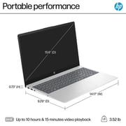 HP (2022) Laptop - 12th Gen / Intel Core i3-1215U / 15.6inch HD / 256GB SSD / 8GB RAM / Shared Intel UHD Graphics / Windows 11 Home / English Keyboard / Natural Silver / International Version - [15-FD0023DX]