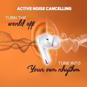 Airpro True Wireless Earbuds, Active Noise Cancelling, ENC Mic, LED Battery Display, Bluetooth 5.3, Touch Controls, Deep Bass, Wireless Charging Case – White