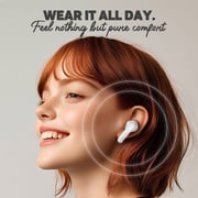 Airpro True Wireless Earbuds, Active Noise Cancelling, ENC Mic, LED Battery Display, Bluetooth 5.3, Touch Controls, Deep Bass, Wireless Charging Case – White
