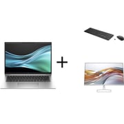 HP EliteBook 840 (2025) Laptop - 1st Series / Intel Core Ultra 7-155U / 14inch WUXGA / 512GB SSD / 16GB RAM / Shared Intel Graphics / Windows 11 Pro / English Keyboard / Silver / Middle East Version -[9G7Y0ES] + Keyboard & Mouse + 94C21AS Monitor