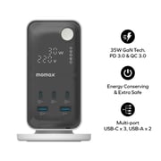 Momax US21UKW 1-Charge Flow 6 Outlet Digital Display Power Tower with USB Ports 35W