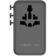 Momax World 4 Port USB-C Dual AC Travel Adapter Black