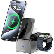 Wiwu WI-W030 3-in-1 Wireless Charger, Foldable & Compact – Grey