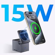 Wiwu WI-W030 3-in-1 Wireless Charger, Foldable & Compact – Grey
