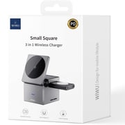 Wiwu WI-W030 3-in-1 Wireless Charger, Foldable & Compact – Grey