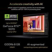 Asus ProArt P16 (2025) Laptop - AMD Ryzen AI 9-HX 370 / 16inch 4K / 4TB SSD / 64GB RAM / 8GB NVIDIA Geforce RTX 5070 Graphics / Windows 11 Home / English & Arabic Keyboard / Nano Black / Middle East Version - [H7606WP-ME025W]
