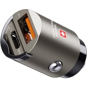 Swiss Military 30W Car Charger, 1C1A, USB-C 0.5m Cable, Black, CC-30WPD-1C1A