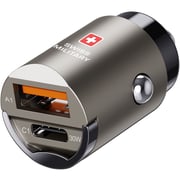 Swiss Military 30W Car Charger, 1C1A, USB-C 0.5m Cable, Black, CC-30WPD-1C1A