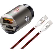 Swiss Military 30W Car Charger, 1C1A, USB-C 0.5m Cable, Black, CC-30WPD-1C1A