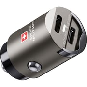Swiss Military 35W Dual-Port Car Charger, 2C, USB-C 0.5m Cable, Black, CC-35WPD-2C