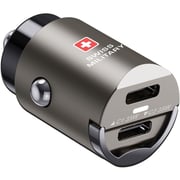 Swiss Military 35W Dual-Port Car Charger, 2C, USB-C 0.5m Cable, Black, CC-35WPD-2C